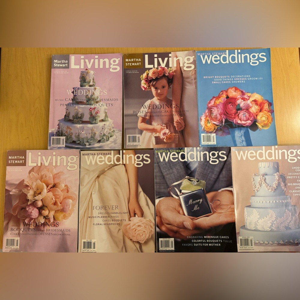 7 vintage Martha Stewart Living Weddings magazine issues